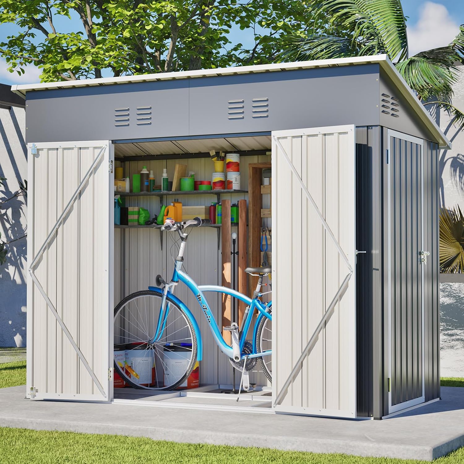 Garden Tools - 8x4 FT Outdoor Storage Shed with