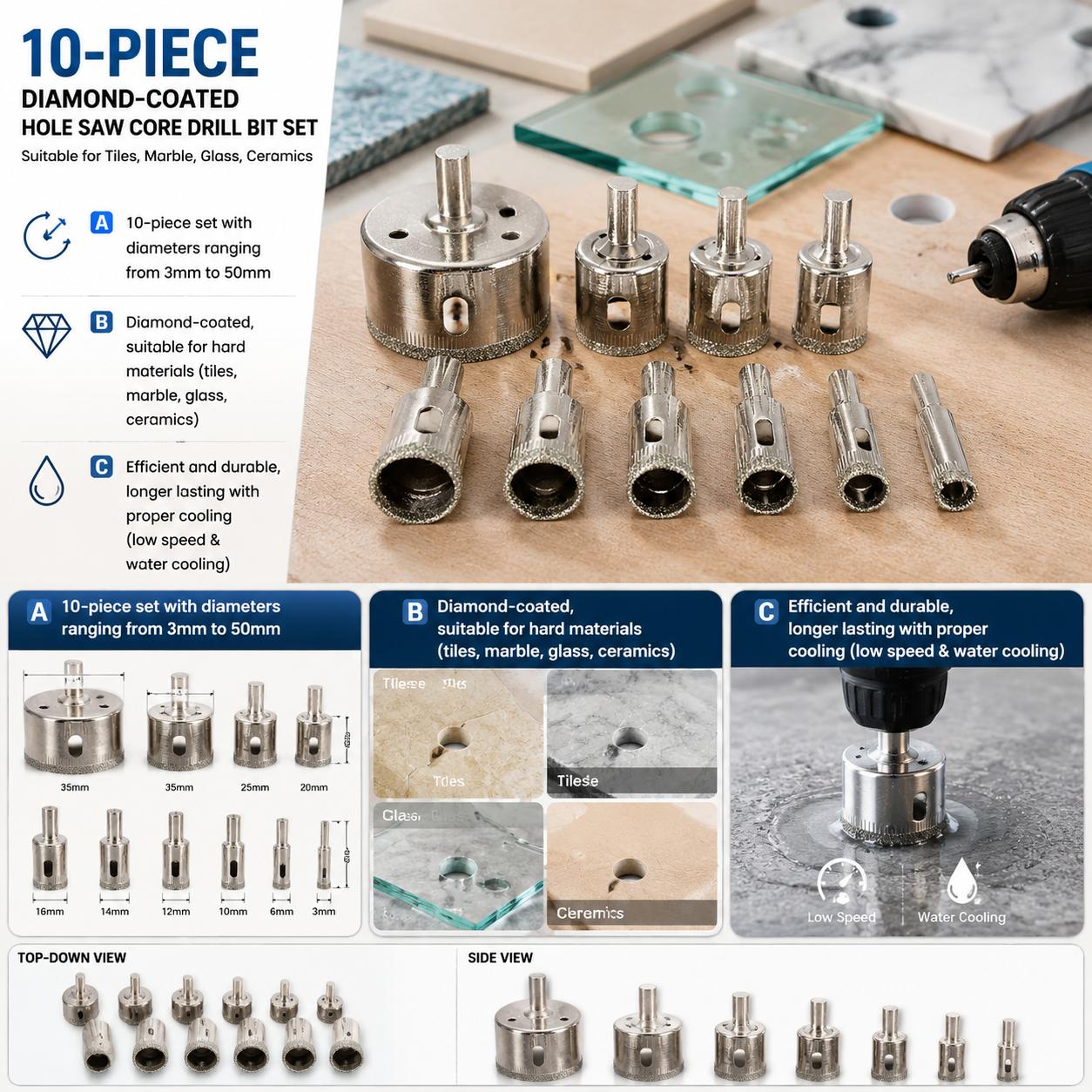 Diamond Coated Drill Bits Set  - Reciprocating Saw Attachment Drill recension och pris