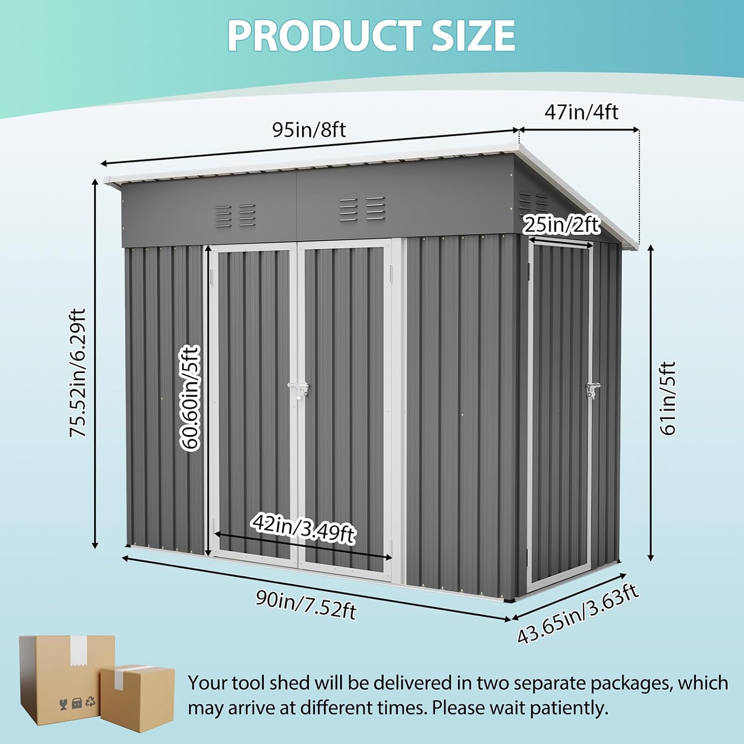 8x4 FT Outdoor Storage Shed wi - Garden Tools recension och pris