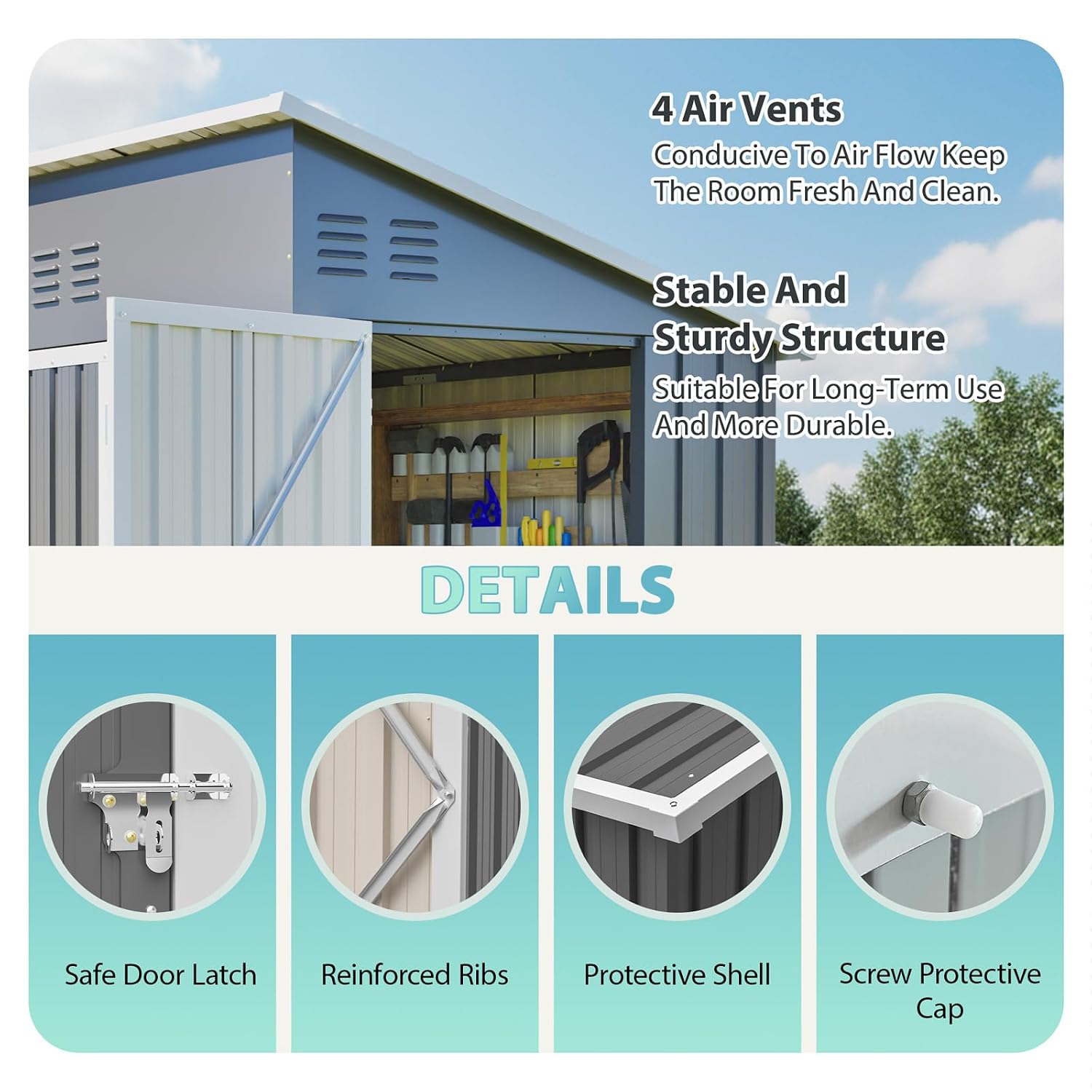 8x4 FT Outdoor Storage Shed wi - Garden Tools recension och pris